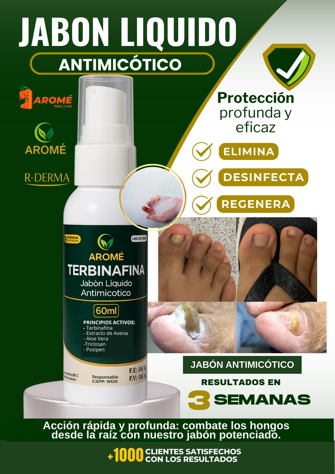 JABON LIQUIDO ANTIMICÓTICO - TERBINAFINA (ELIMINA EL HONGO DE RAIZ)